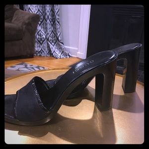 Vintage Auth Gucci Mules Platform Heels Canvas GG